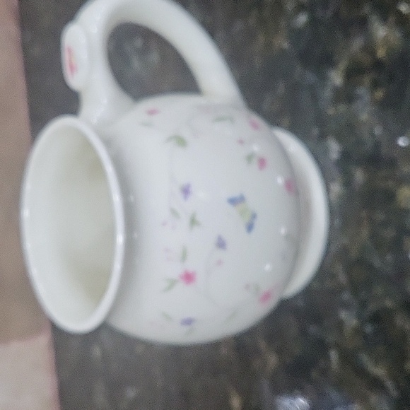 Vintage Ceramic Butterfly and Floral Tea Cup with Bag Holder 8 oz Thumb Rest - Picture 3 of 6